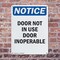 Signmission Door Not In Use Door Inoperable, 7 in W x Rectangle, Plastic OS-2PACK-NS-P-710-V-11514 - alternate 5